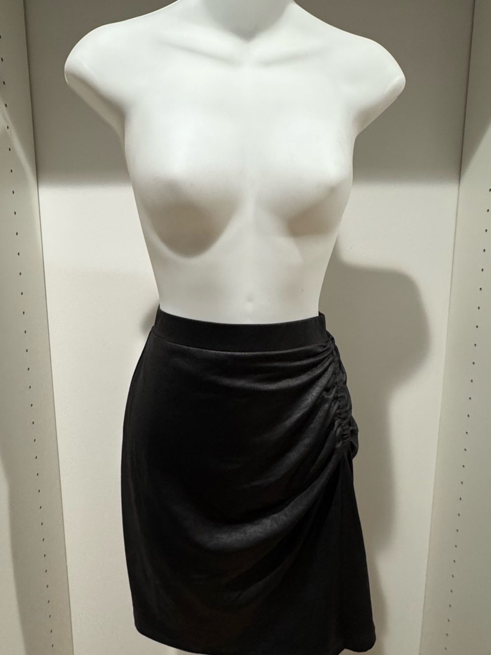 DKNY Black Side-Ruched Mini Skirt
